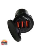 شارژر اینترنال گرد USB سه پورت کلید دار QC 3.0 - Image 3