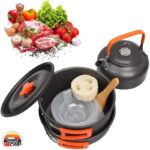 ست مسافرتی قابلمه دو نفره 10 تکه (بهمراه 3عدد کاسه، کفگیر و اسکاچ)  pot set - Image 8