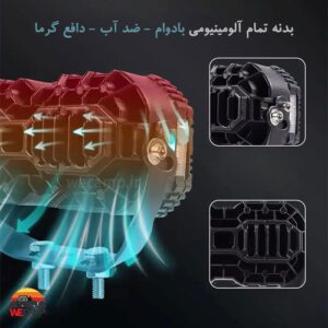 پروژکتور دو رنگ 8 لنز دو ردیفه چشمک زن دسته سيم دار مدل SYG-160W