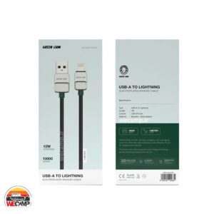 کابل USB-A به لایتنینگ بافته شده و الکتروپلیت شده گرین لاین Green Lion