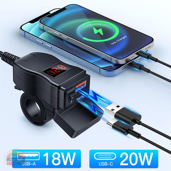 شارژر USB دوحالته موتورسیکلت