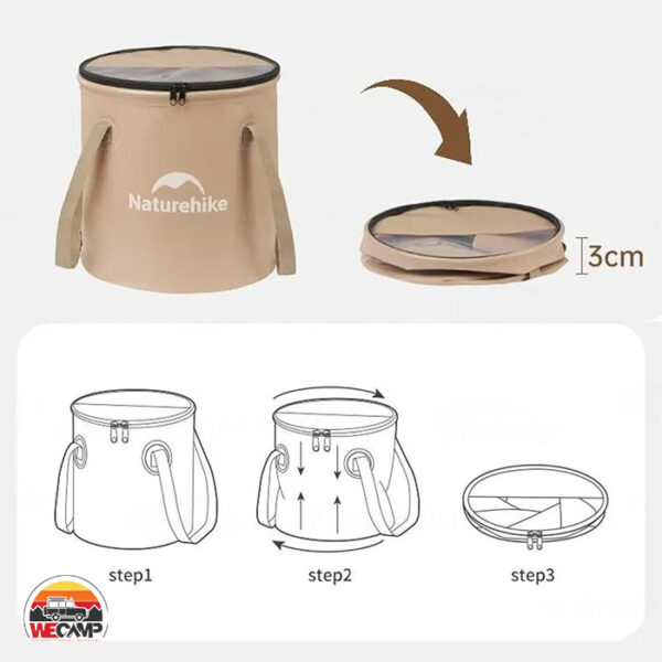 سطل تاشو 10 لیتری درب‌دار نیچرهایک CNK2350CF010