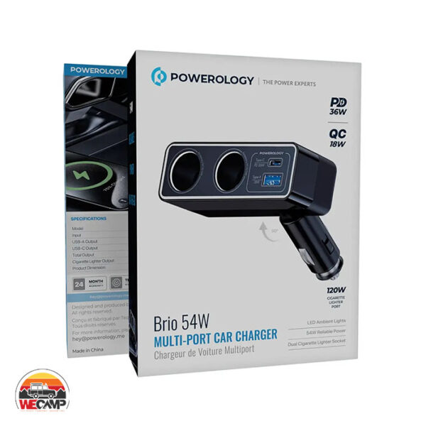 شارژر فندکی پاورولوژی Brio 54W